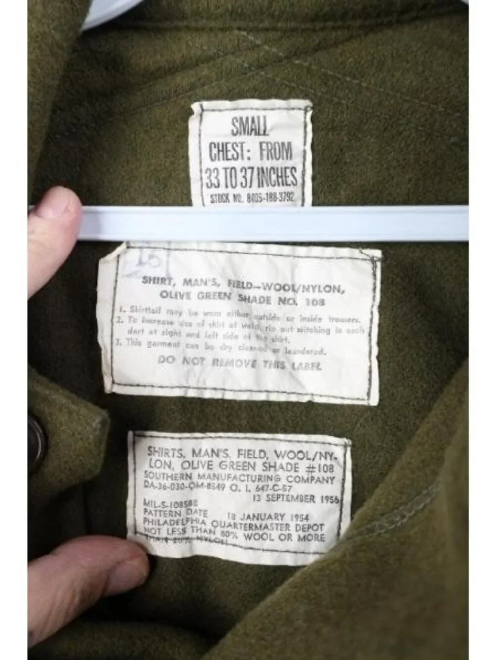 Deadstock Unissued 50s Korean War Mens Small OG108 Wool Nylon Field Button Shirt